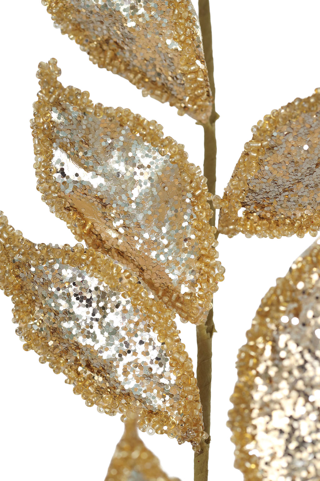 Metallic Glitter Laurel Leaf Spray