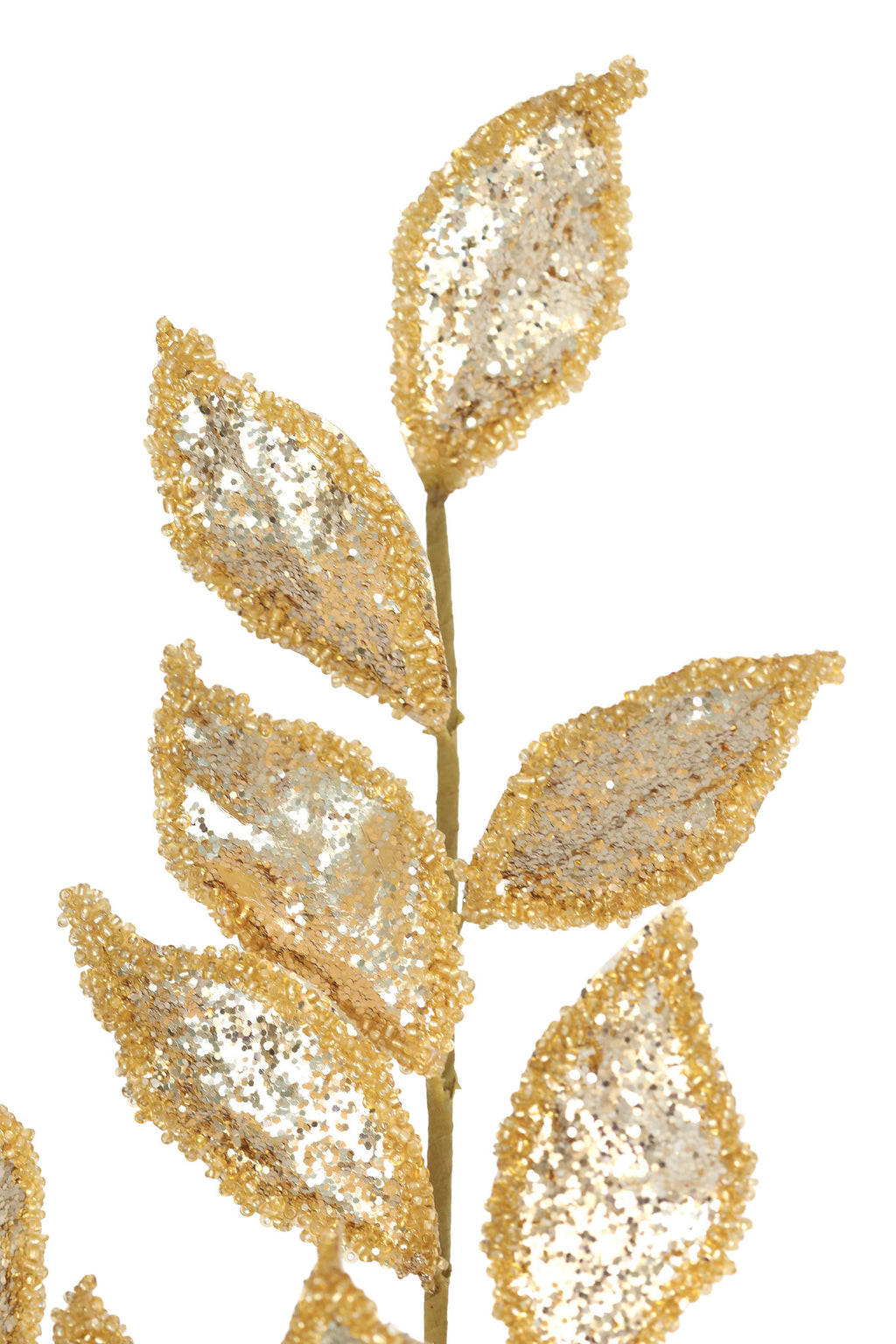 Metallic Glitter Laurel Leaf Spray