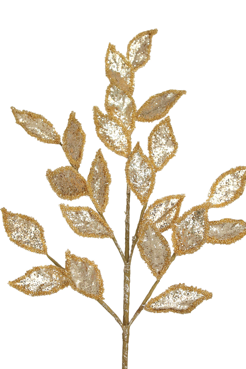 Metallic Glitter Laurel Leaf Spray