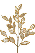 Metallic Glitter Laurel Leaf Spray