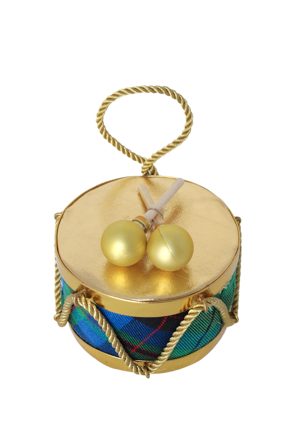 4" Plaid Velvet Drum Ornament