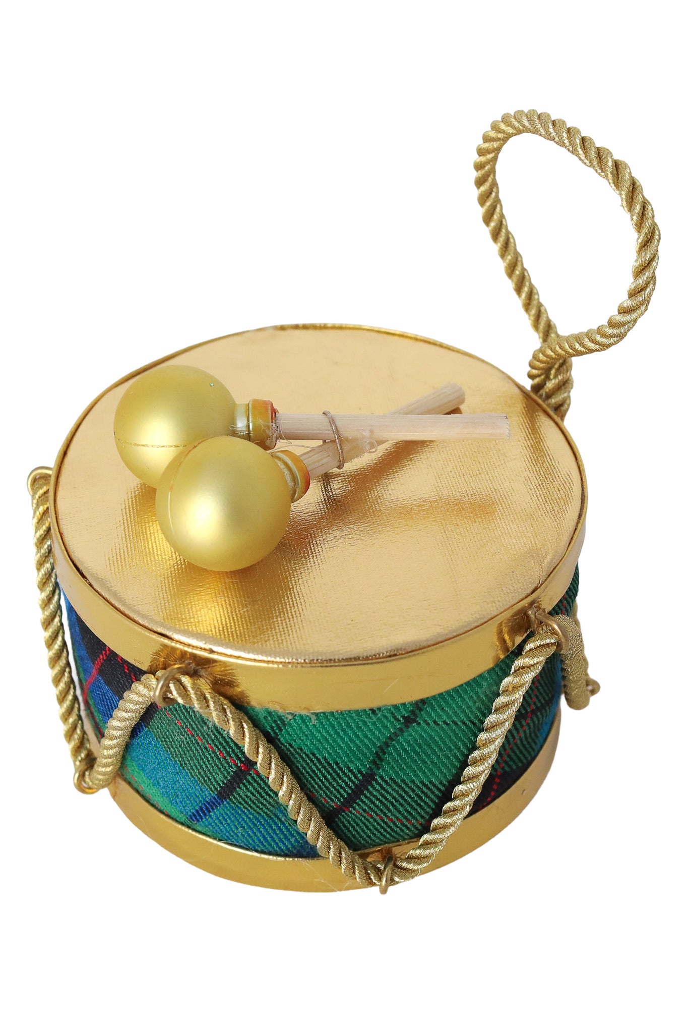 4" Plaid Velvet Drum Ornament