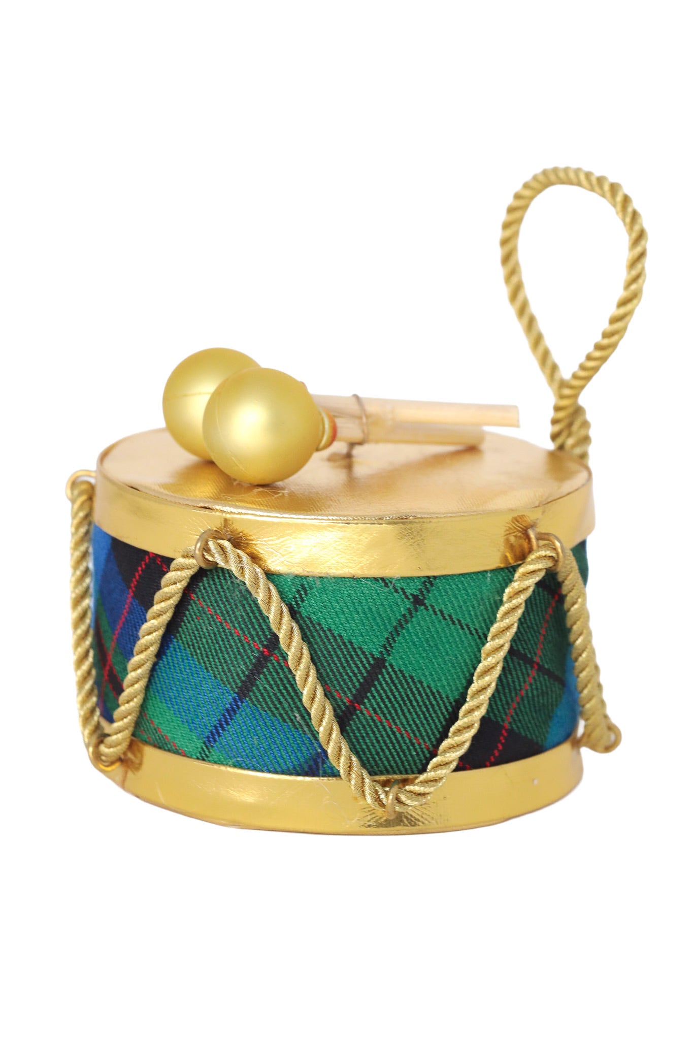 4" Plaid Velvet Drum Ornament