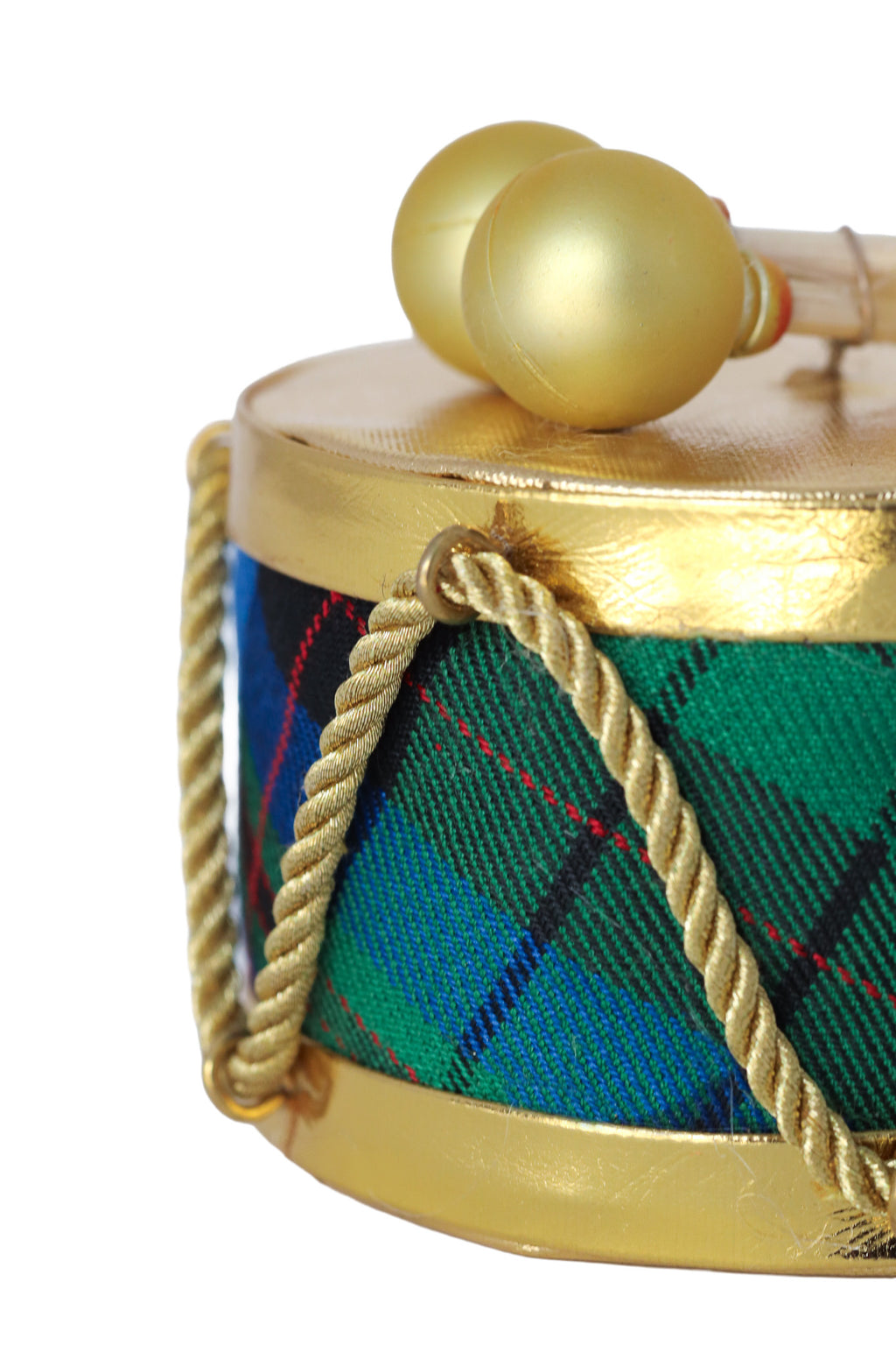 4" Plaid Velvet Drum Ornament