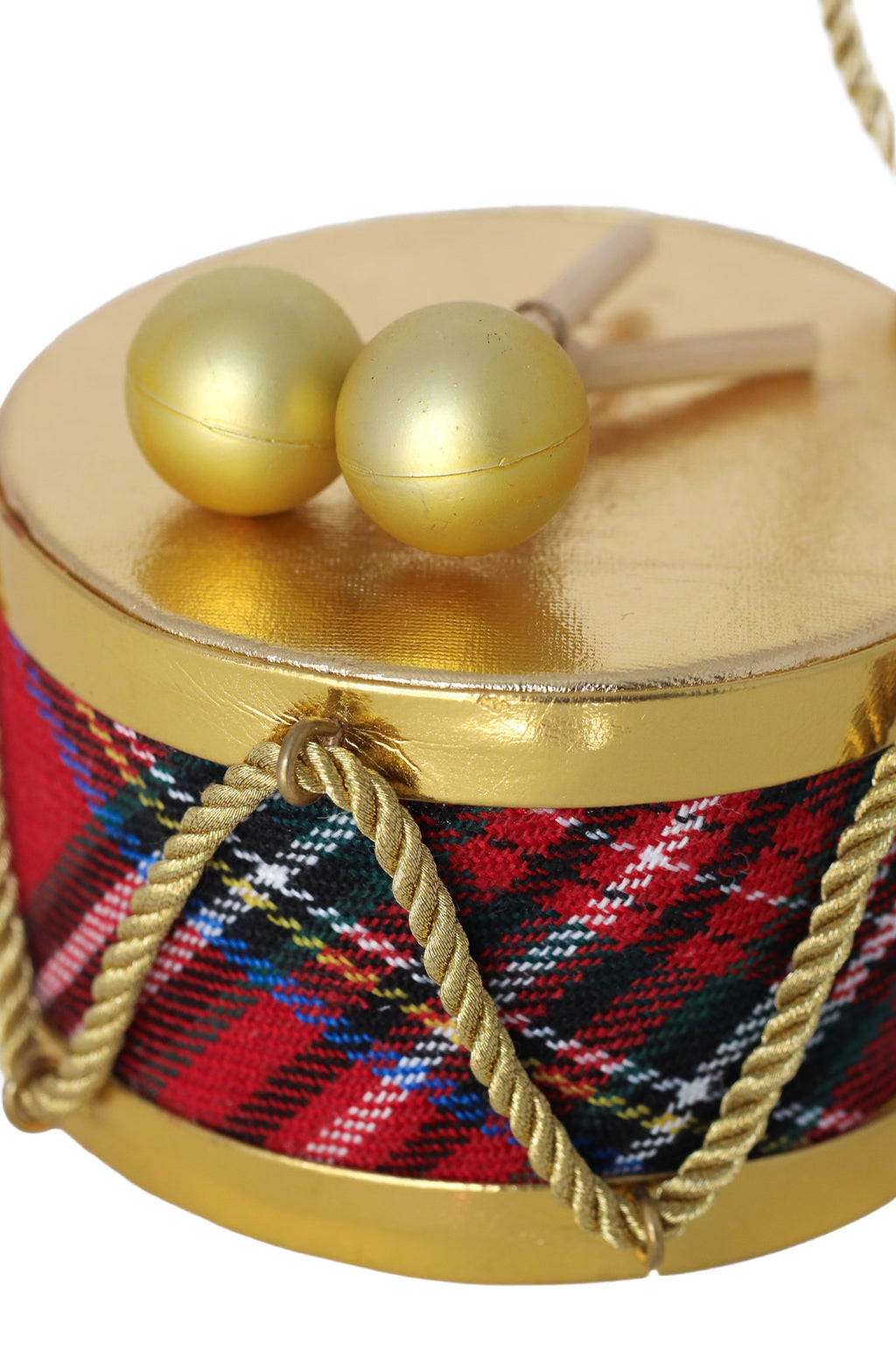 4" Plaid Velvet Drum Ornament