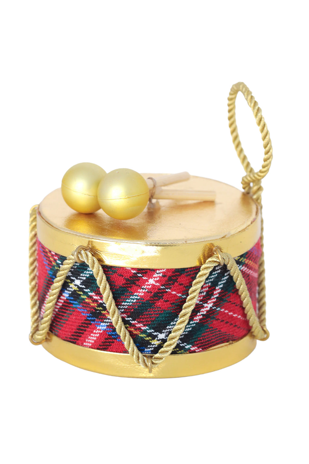 4" Plaid Velvet Drum Ornament