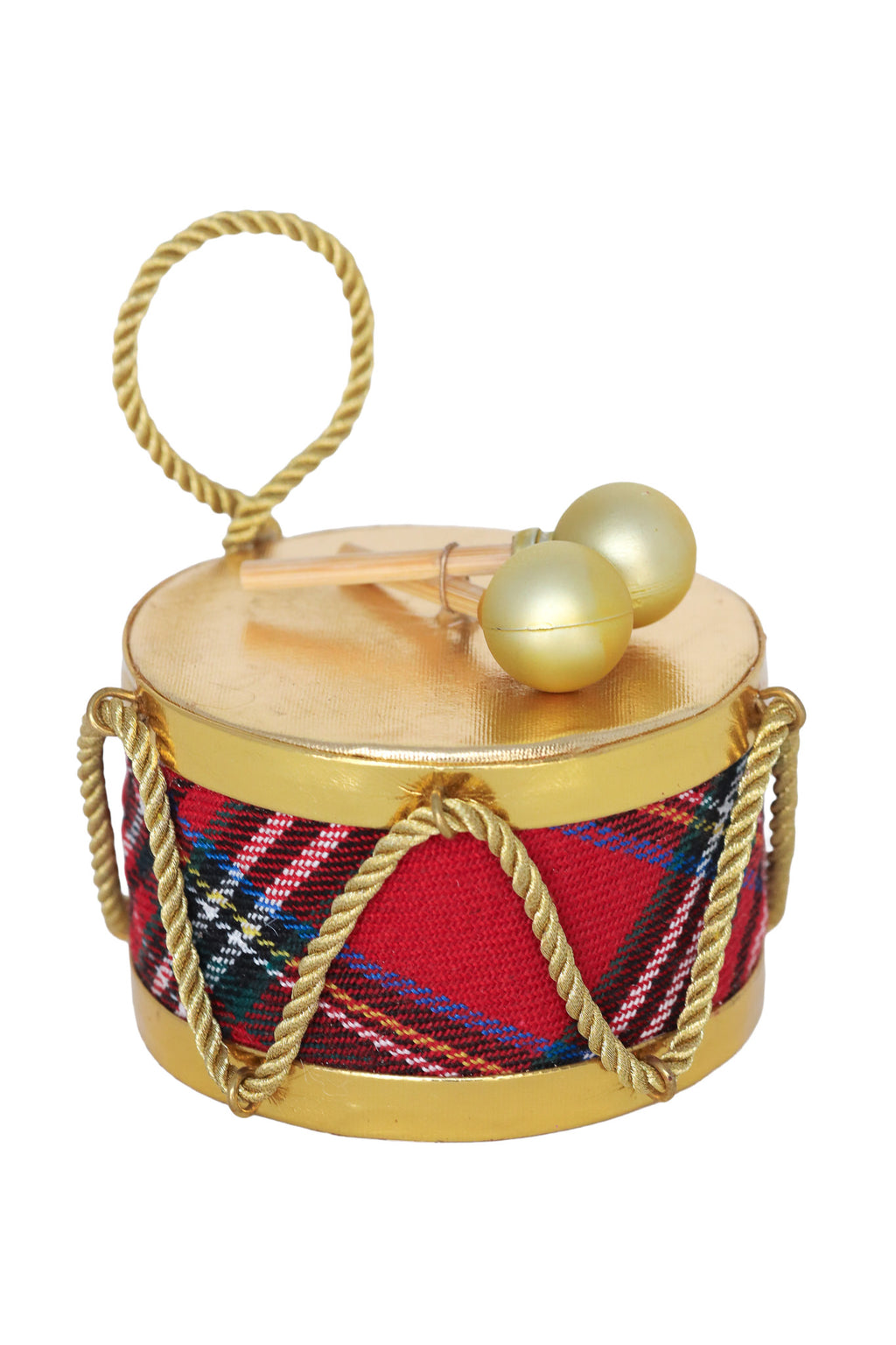 4" Plaid Velvet Drum Ornament