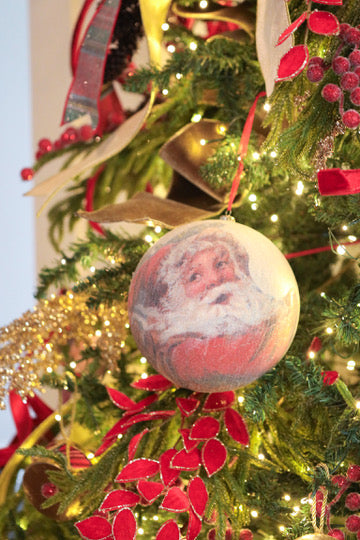 Beaded Santa Ball Ornament