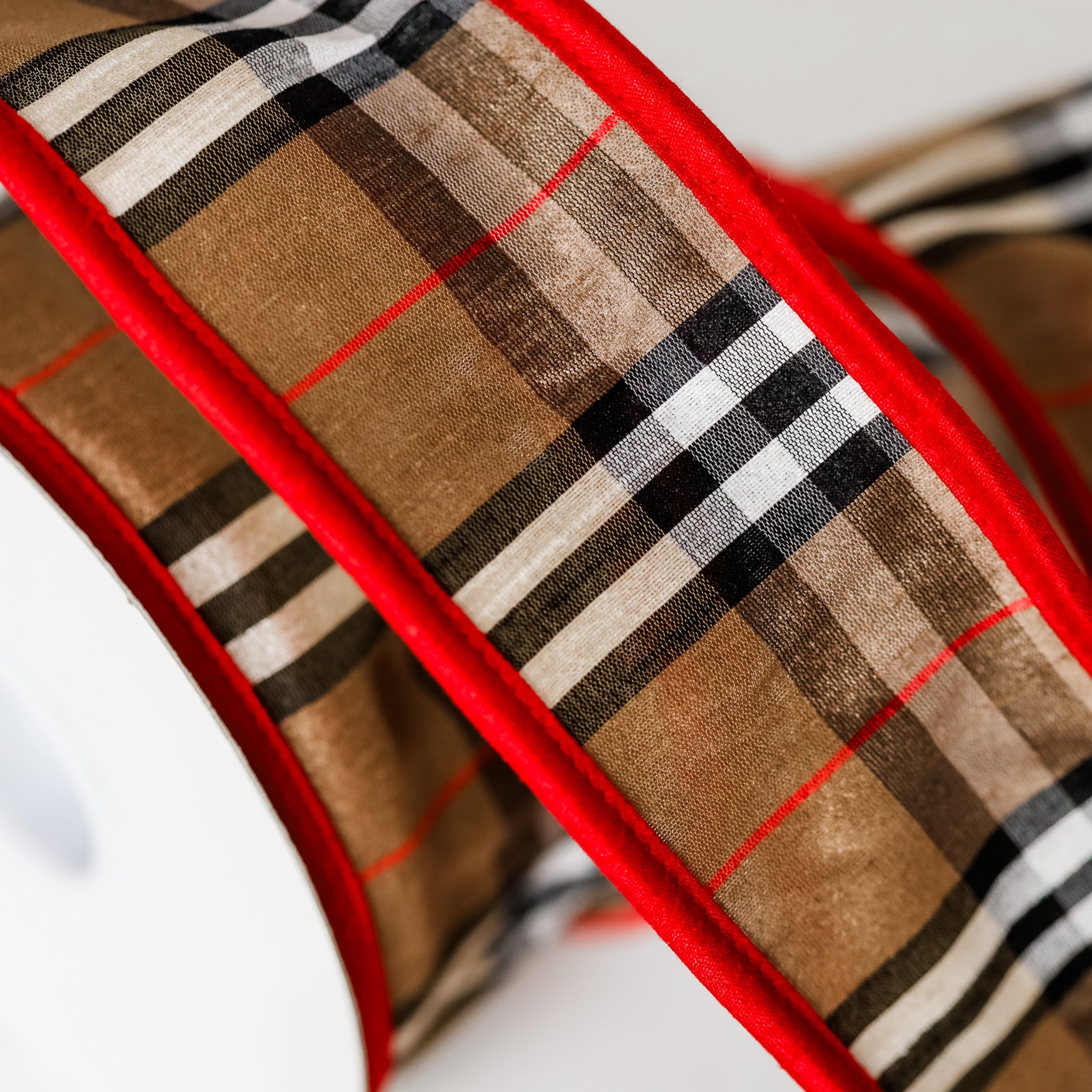 Tartan Plaid with Red Border Ribbon