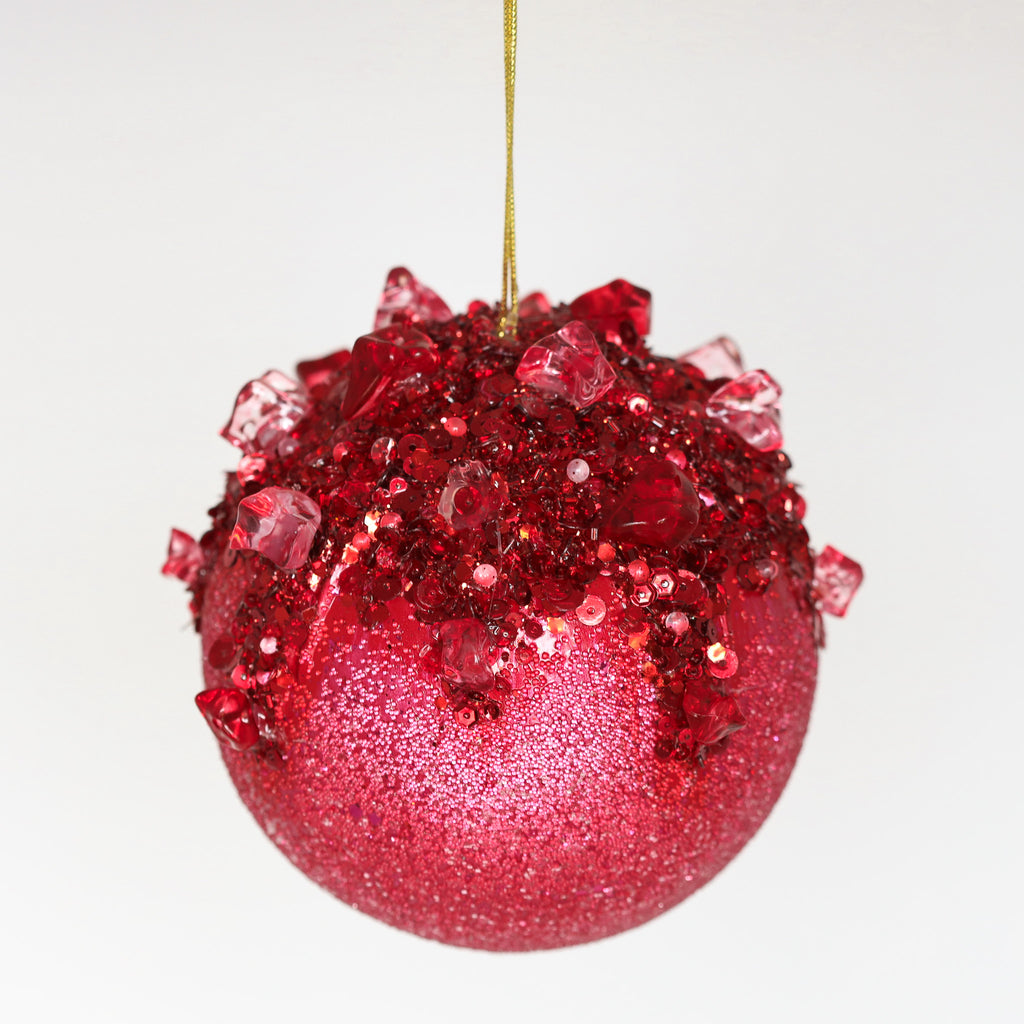 Hot Pink Sugar Crystal Ball Ornament