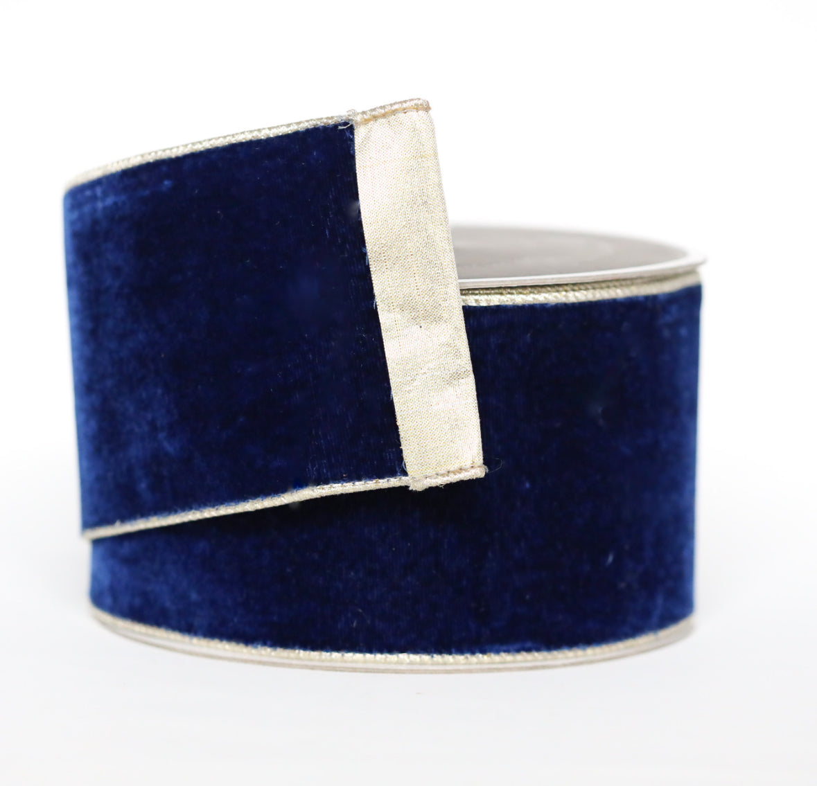 Royal Blue Velvet Ribbon with Silver Edges