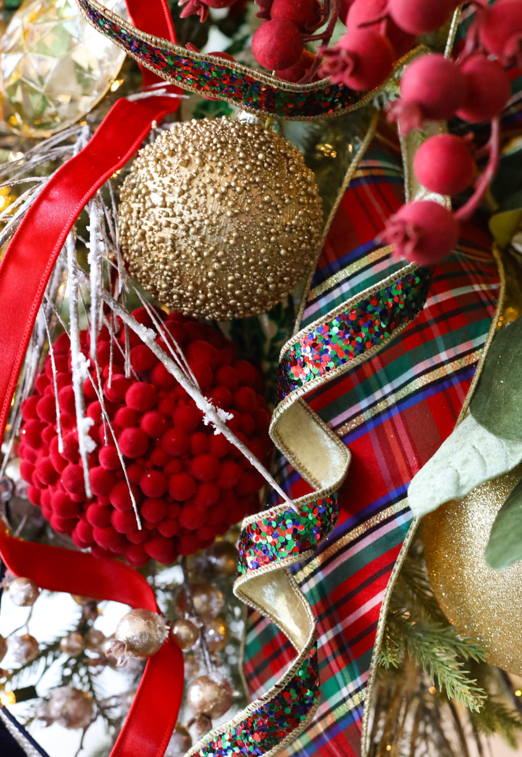 Nutcracker Plaid Ribbon with Gold Back