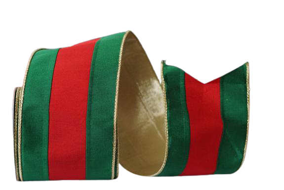 Green and Red Stripe with Gold Edges and Gold Back Ribbon