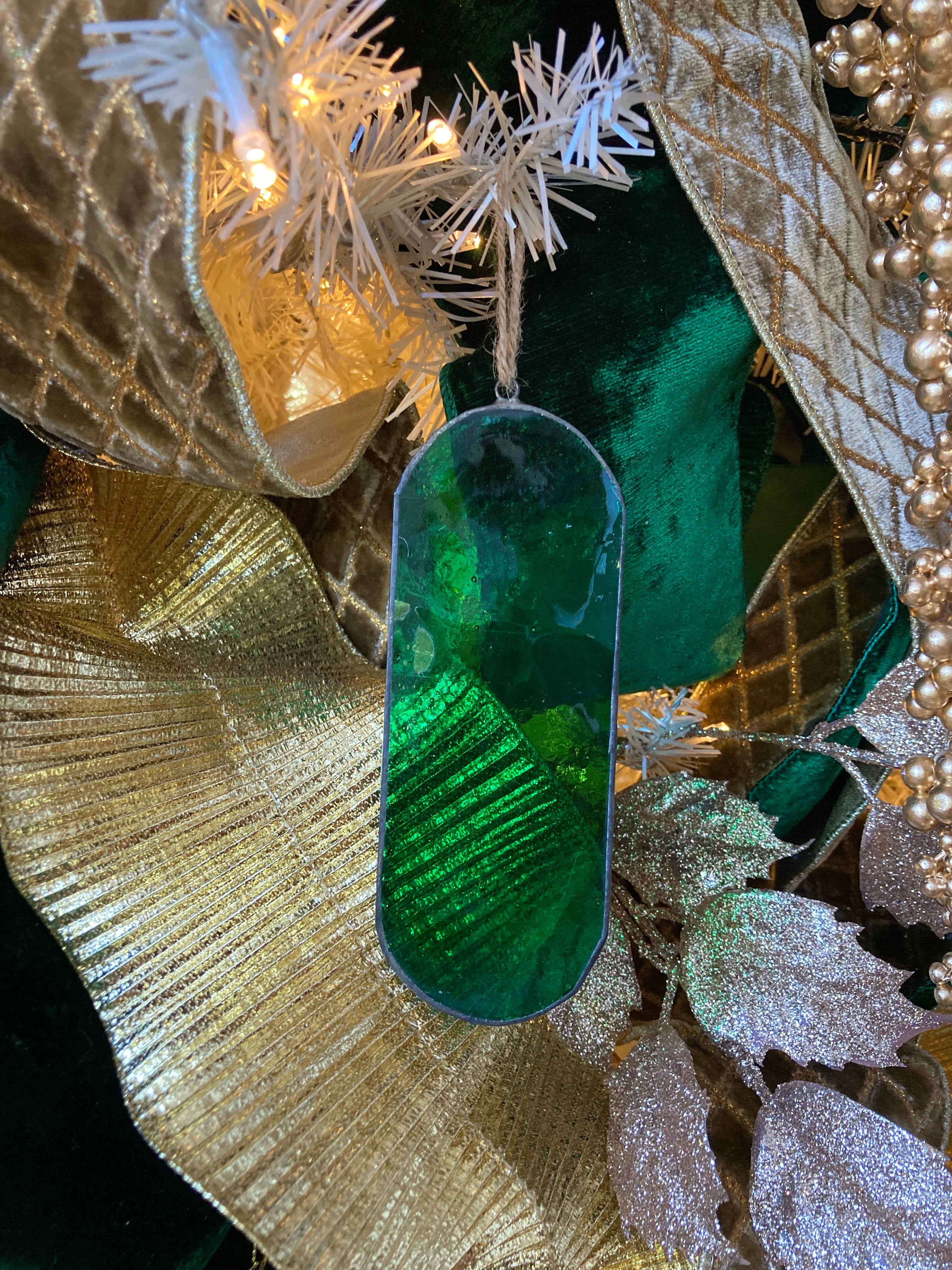 Green Glass Ornament - Available in Two Sizes
