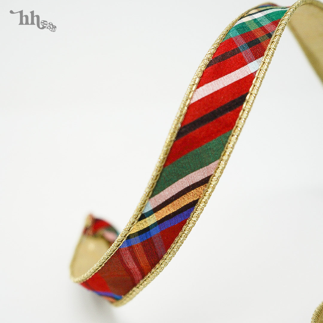 Nutcracker Plaid Ribbon with Gold Back - Available in Two Sizes