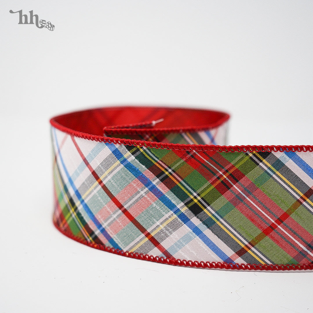 McKinnley Plaid with Red Back-Two Sided Ribbon