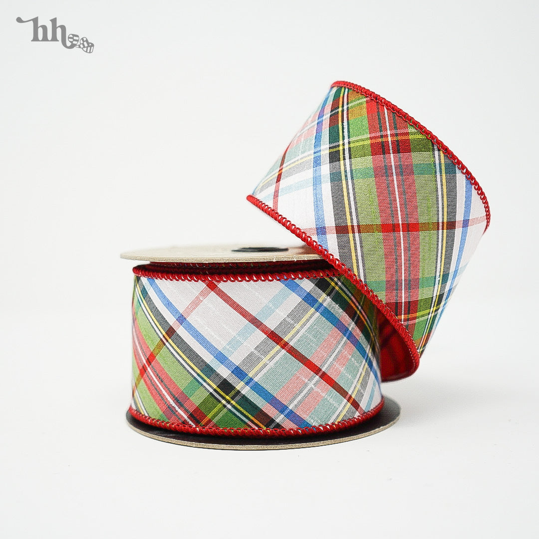 McKinnley Plaid with Red Back-Two Sided Ribbon