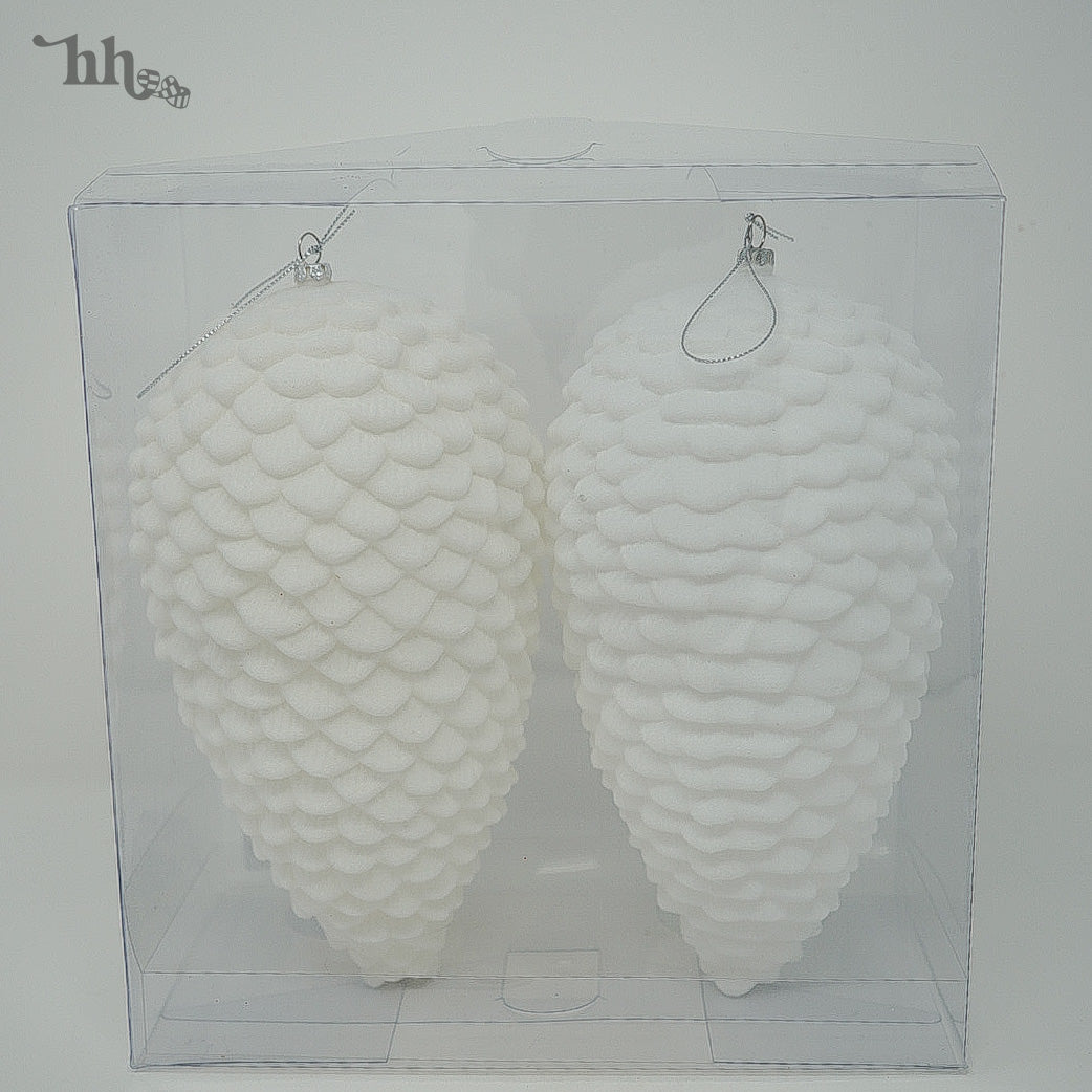 White Flocked Pinecone - Set of 2