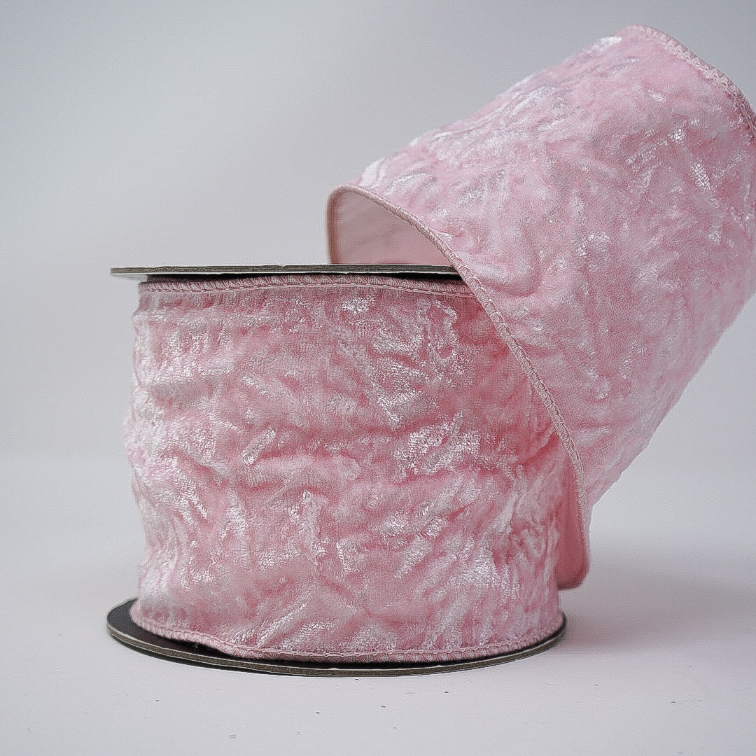 Light Pink Crushed Velvet Ribbon - Available in Two Sizes