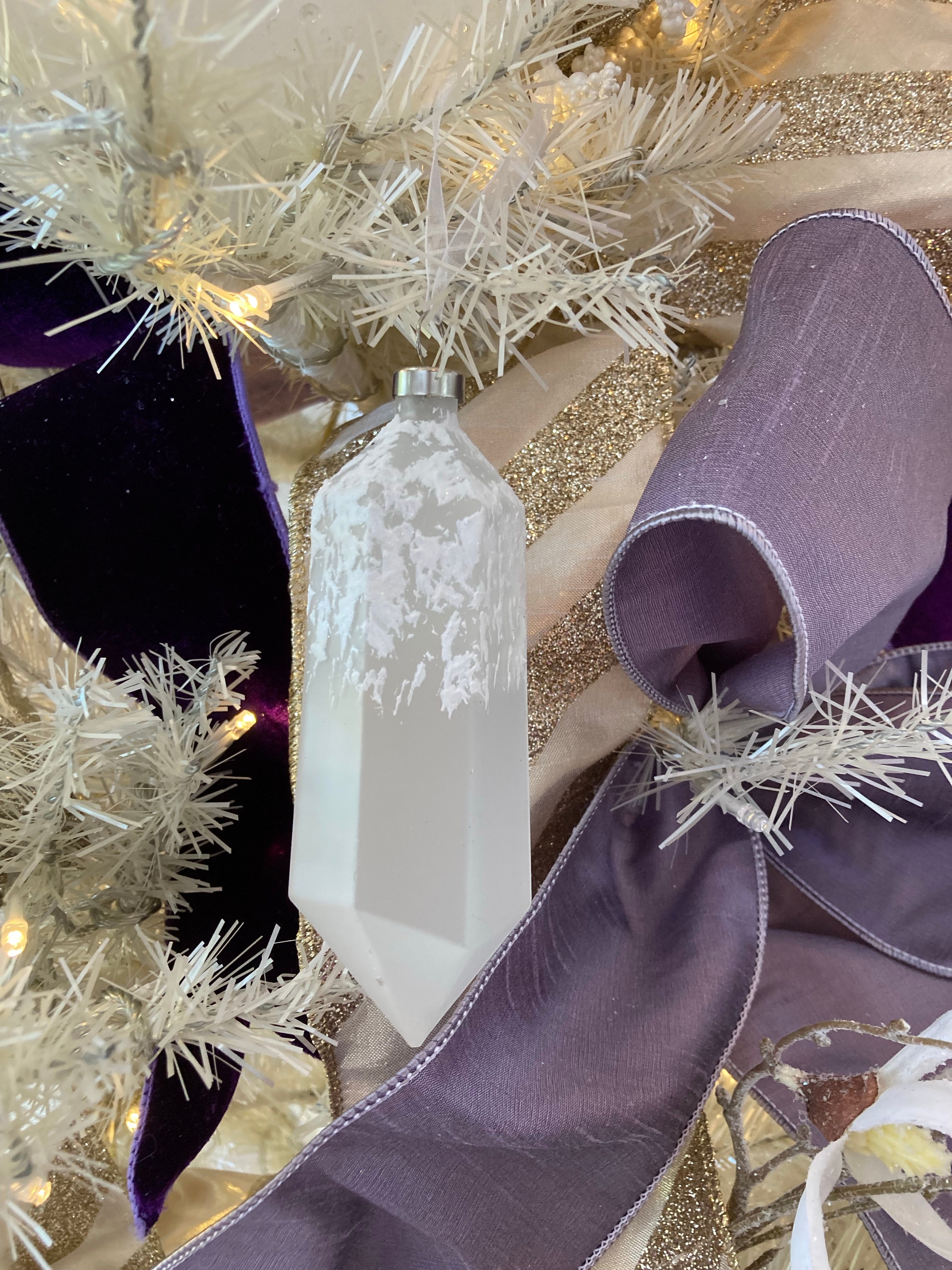 Frosted Glass Crystal Shaped Ornament - Available in Two Sizes