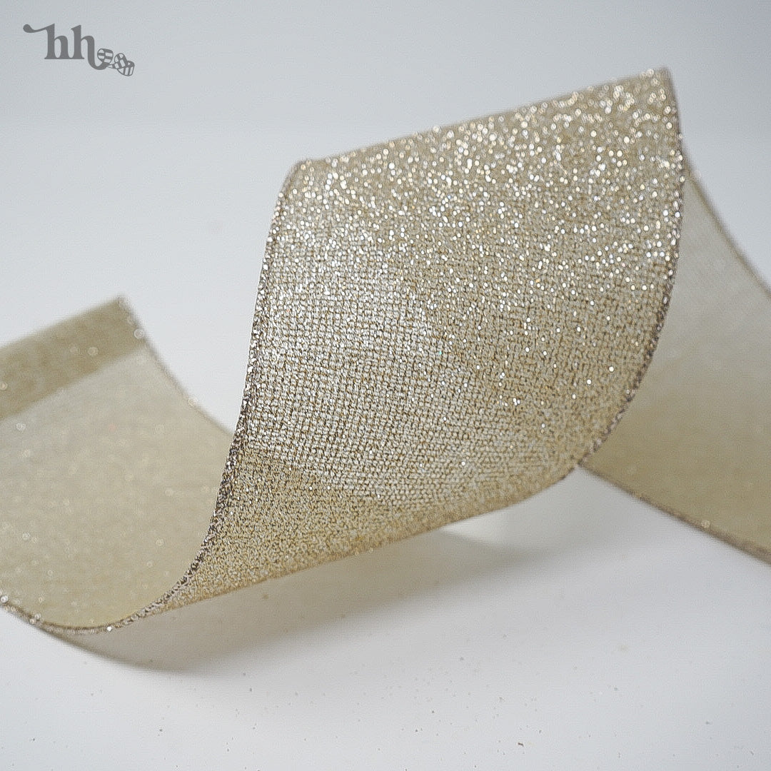 Platinum Glitter Sheer Ribbon