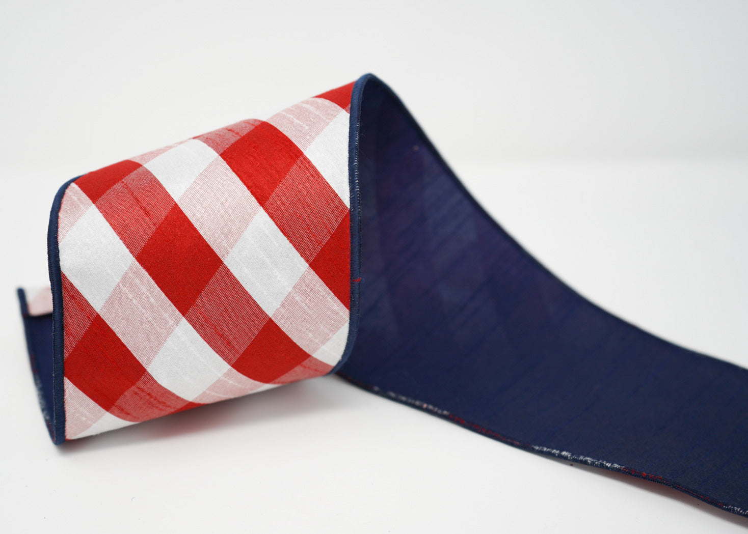 Red White Diagonal Check with Navy Back